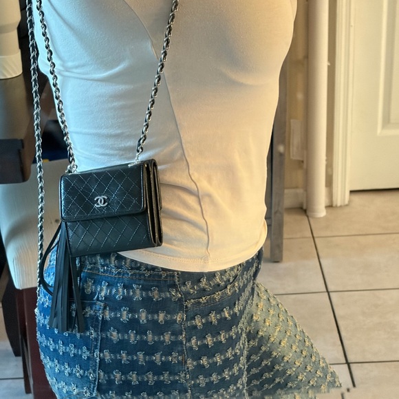 💣⛓️ Chanel Mini Pearl Crush Wallet Chain Adjustable Waist Bag Crossbody - Picture 14 of 14